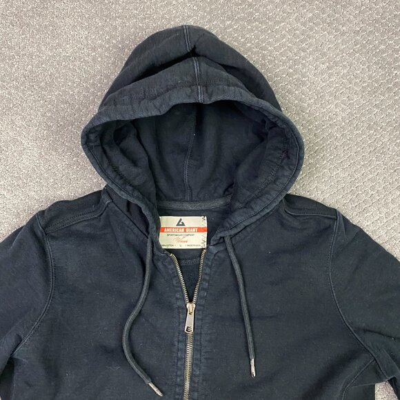 American Giant Hoodie Women's Large Black Cotton Full Zip Up Fleece Lined W1 1A - Picture 2 of 15